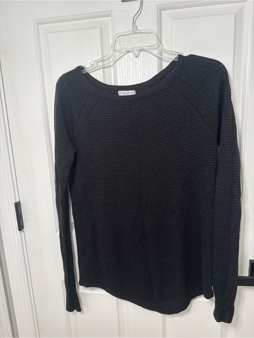 Maternity Liz Lange Black Textured Crewneck Sweater